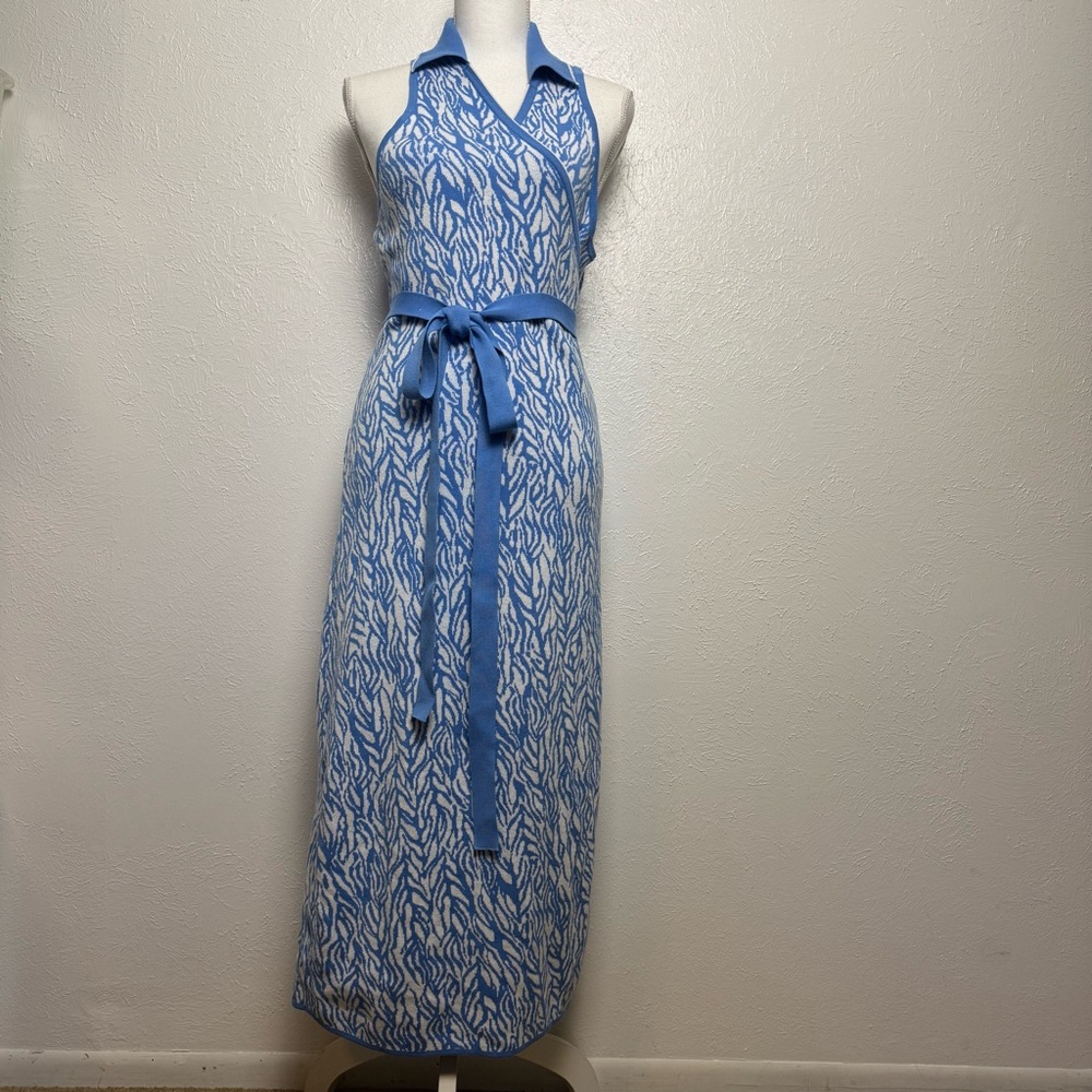 Diane Von Furstenberg Abstract‎ Intricate Collared Wrap Dress